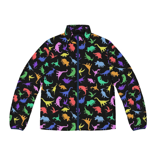 Dinosaur pattern black puffer jacket