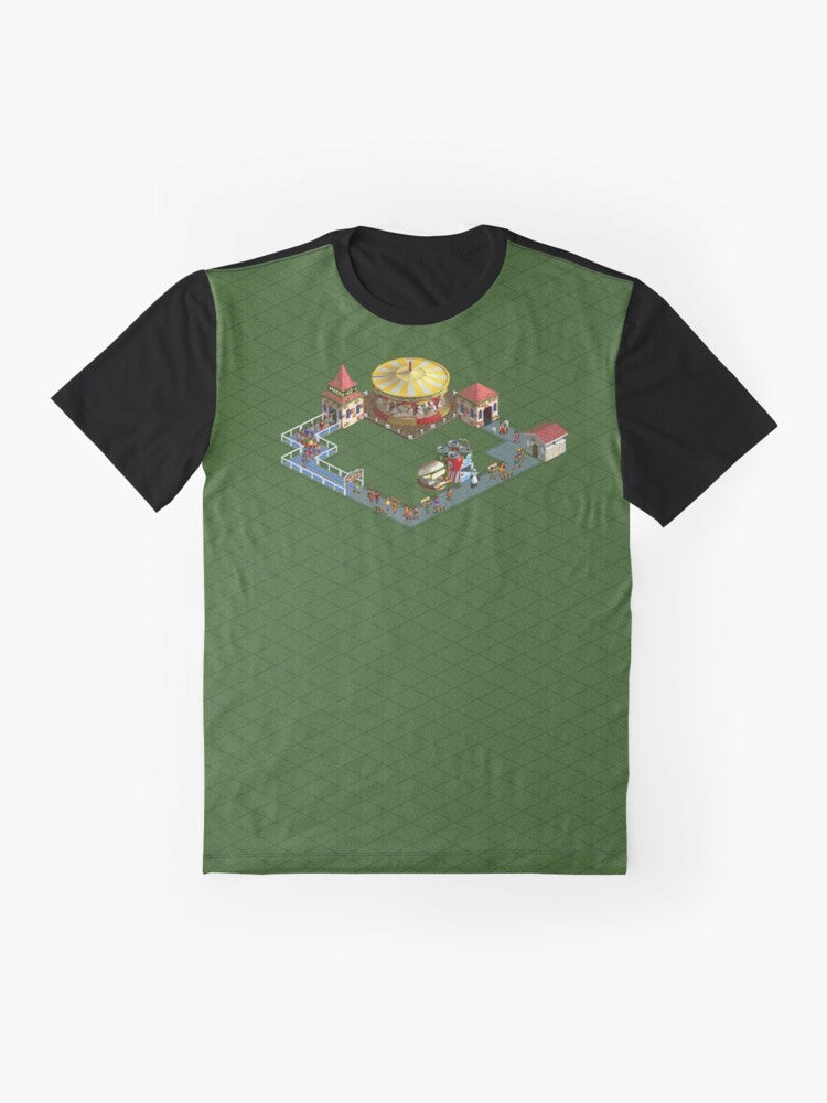 Rollercoaster Tycoon Merry Go Round Graphic T-Shirt - Flat lay