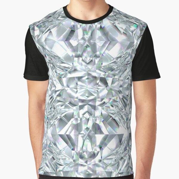 White diamond graphic t-shirt with a glassy, crystal-like texture