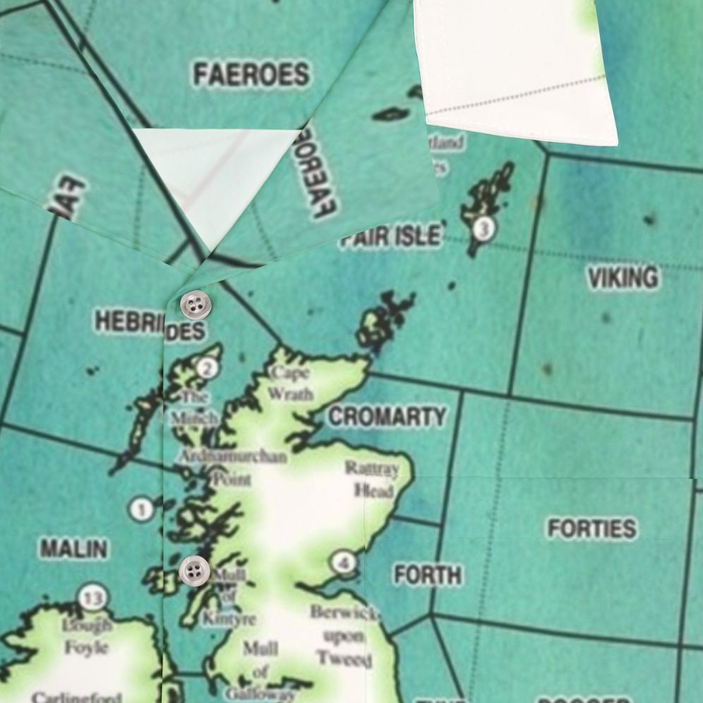 Weathermap Inspired Hawaiian Shirt with Shipping Forecast Design - Detail