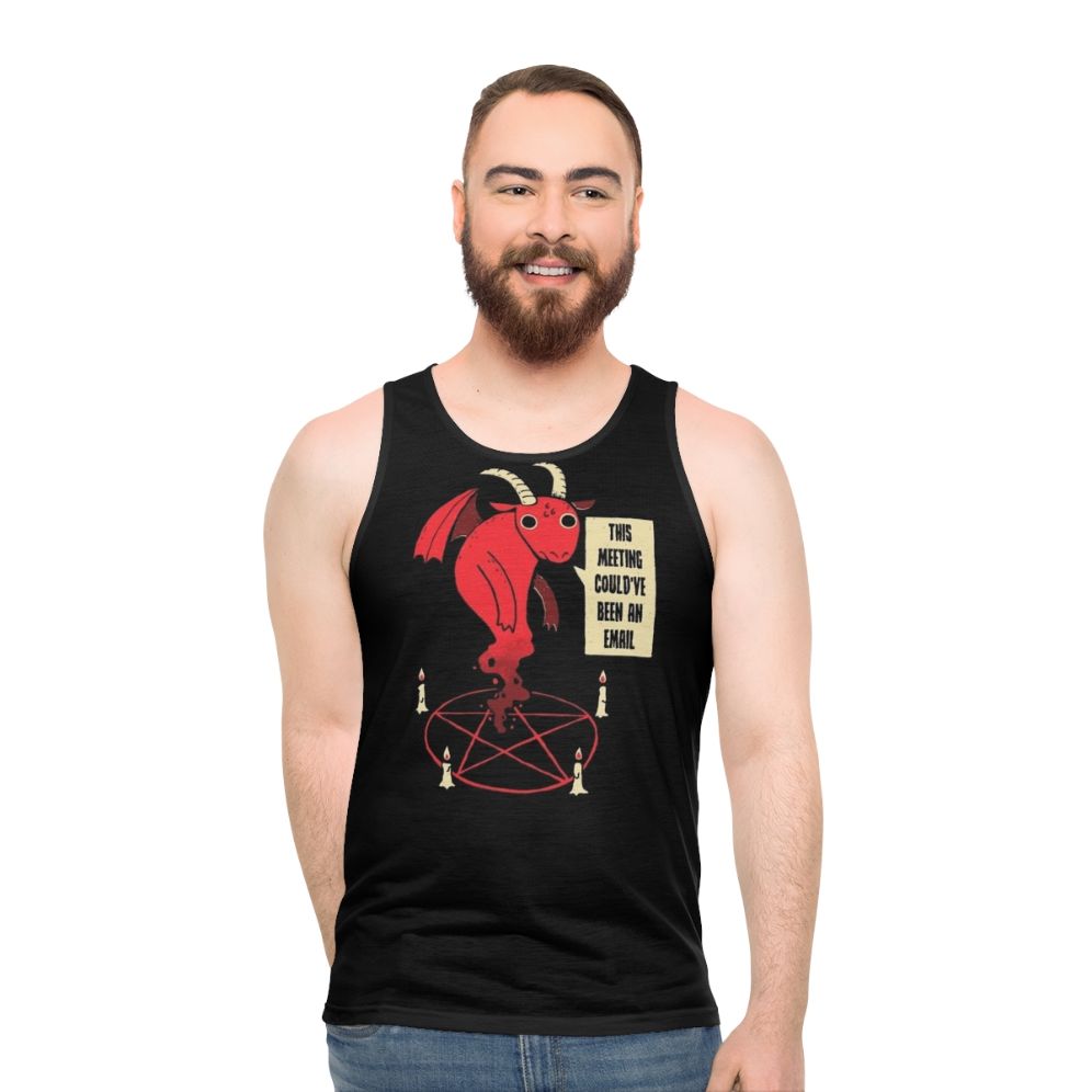 Unisex tank top with vintage devil quote design - men