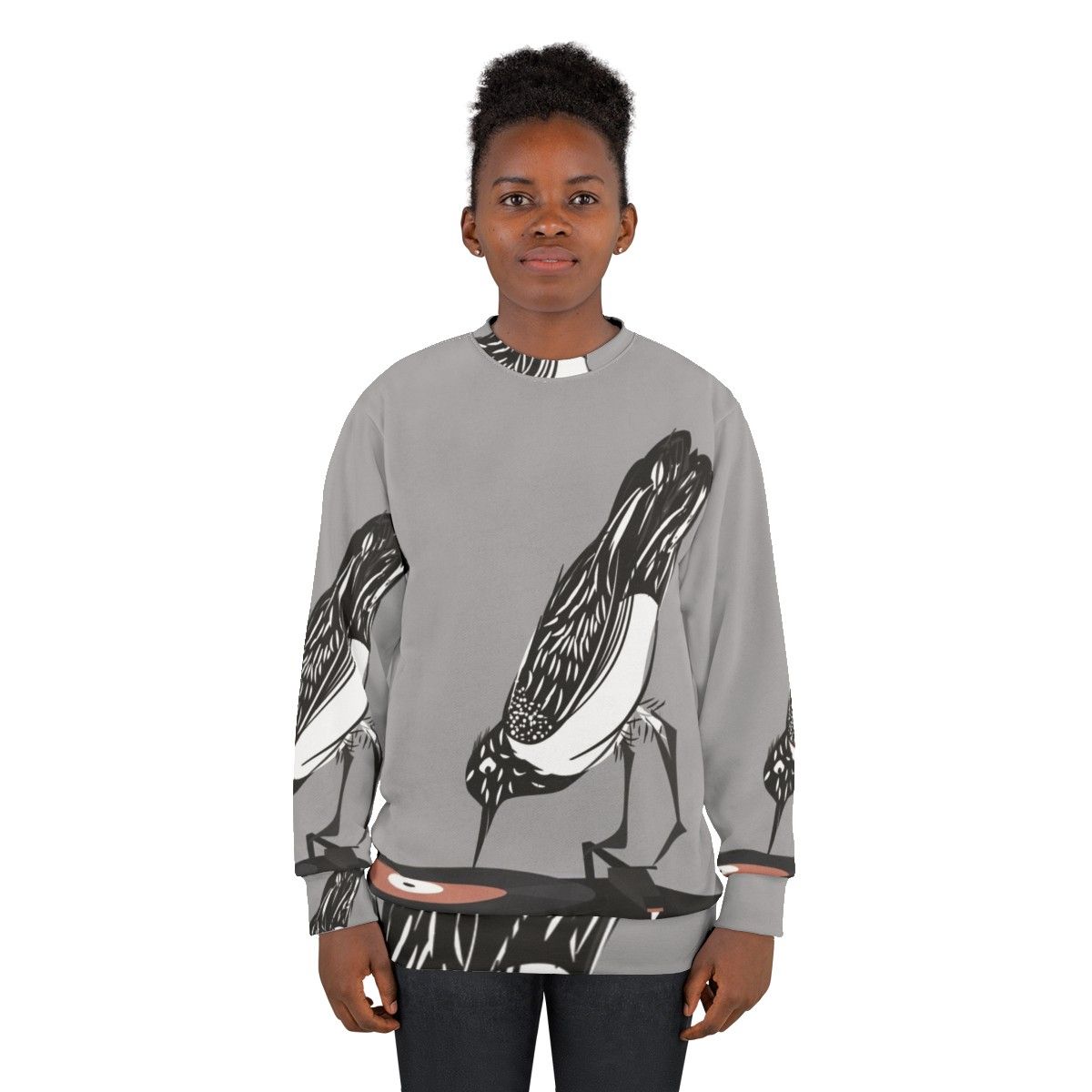 Magpie DJ Sweatshirt with Vintage Turntable Design - women