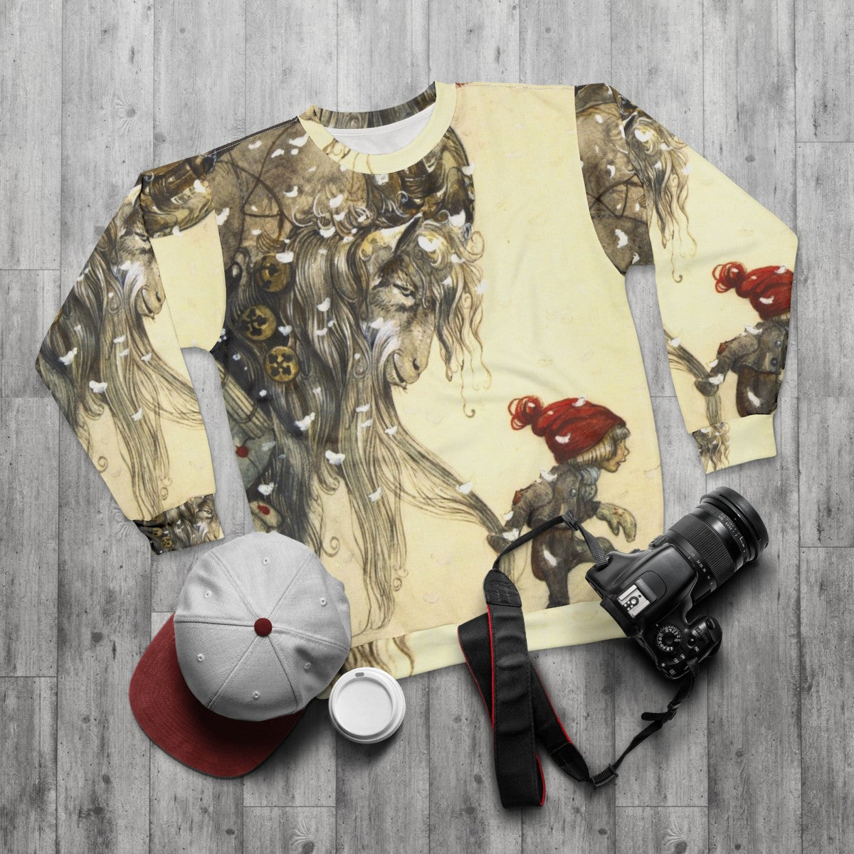 Yule goat john bauer christmas sweater - flat lay