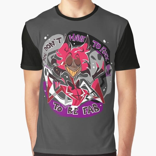 Asexual pride graphic t-shirt featuring Alastor from the Hazbin Hotel series