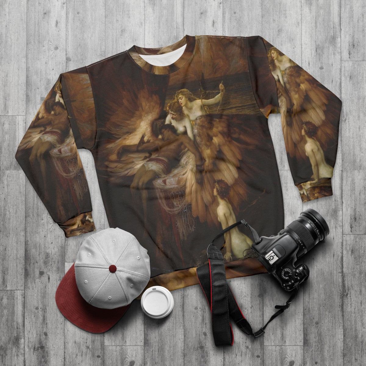 The Lament for Icarus Winged Figure Sweatshirt - flat lay