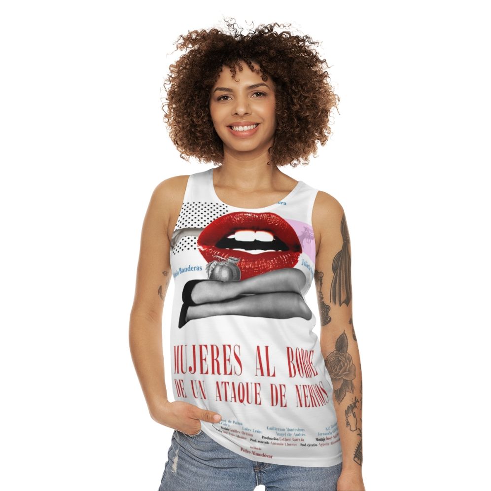 Women's unisex tank top with 'Women on the Verge of a Nervous Breakdown' design - women