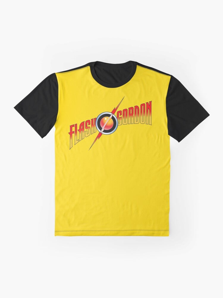 Flash Gordon sci-fi graphic t-shirt featuring the iconic character and film - Flat lay