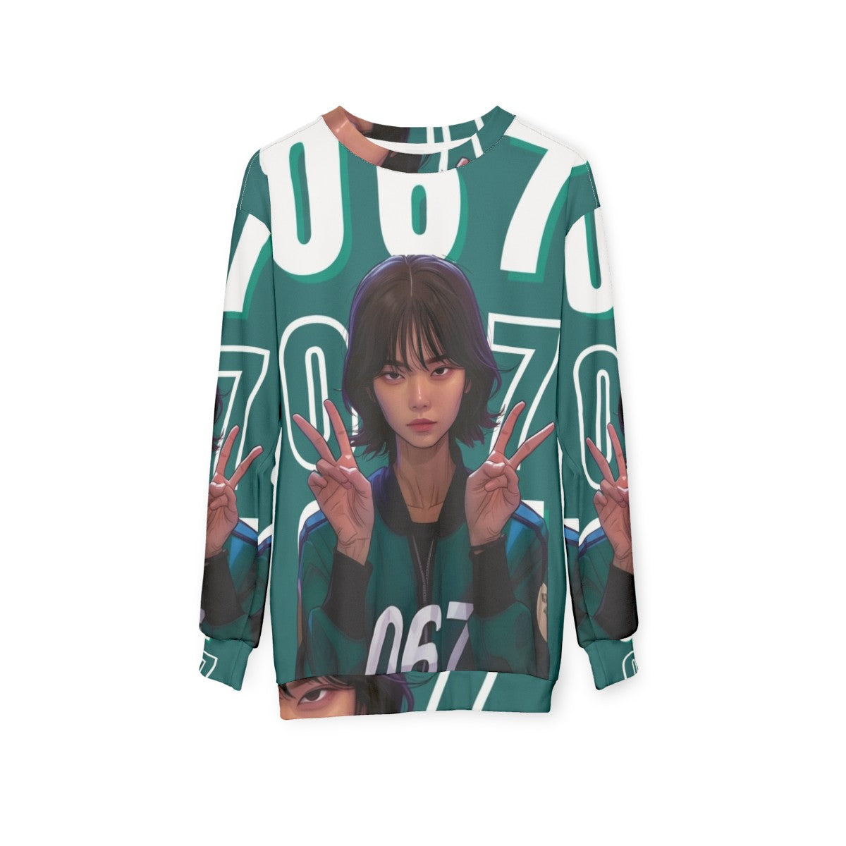 Squid Game Player 067 Kang Sae Byeok Sweatshirt - hanging