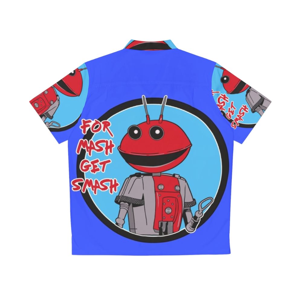 80s retro for mash get smash robot hawaiian shirt vintage tv merch - Back