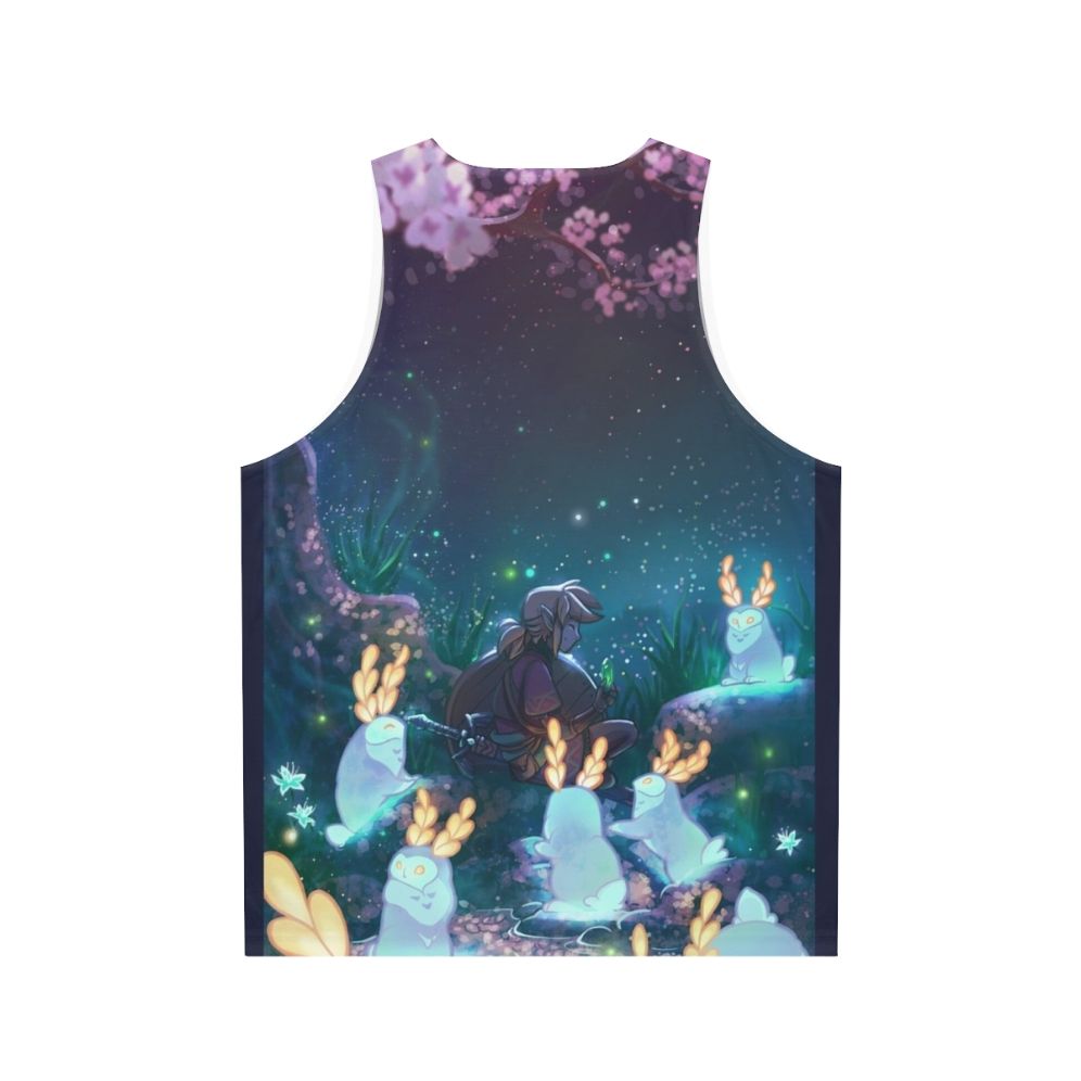 Blupee Sanctuary unisex tank top with whimsical Breath of the Wild design - Back