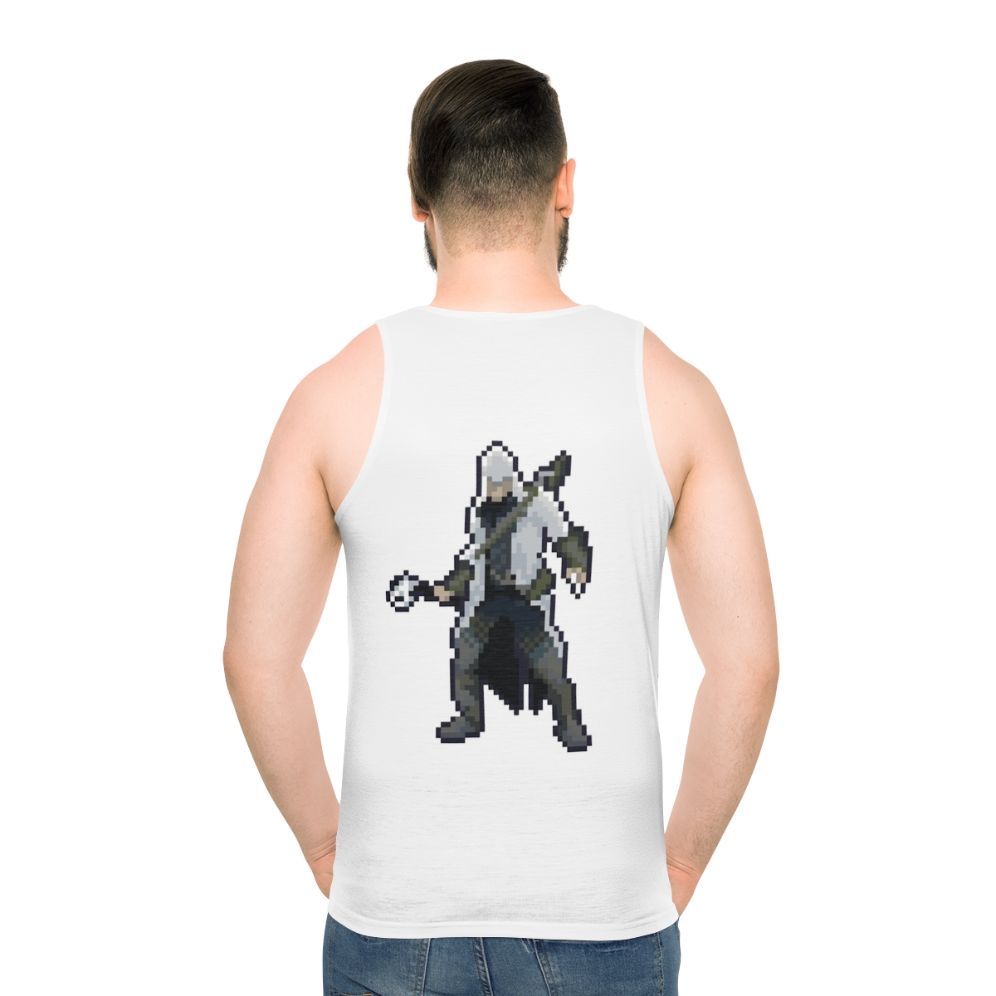 Assassin's Creed Connor Kenway Pixel Art Retro Unisex Tank Top - men back