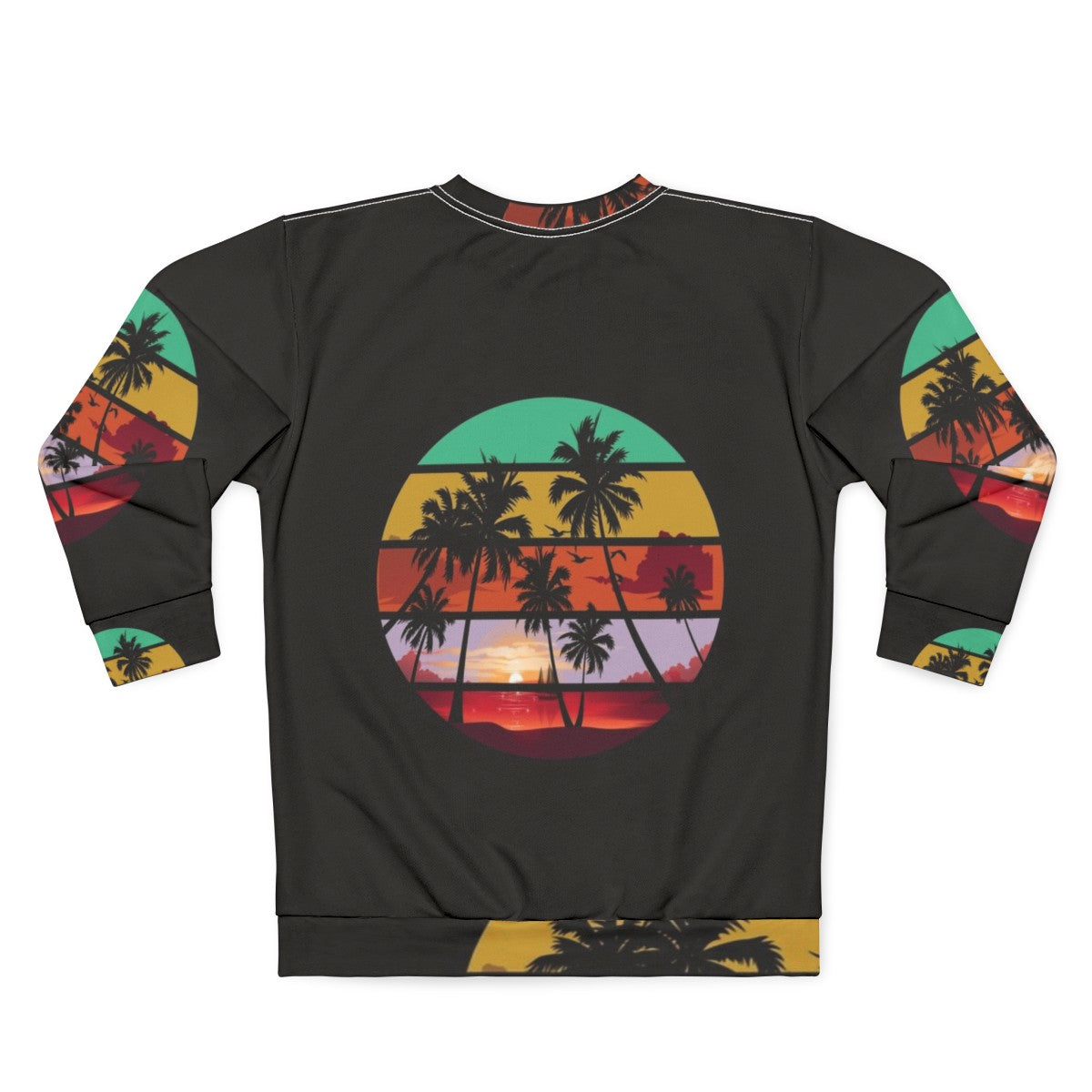 Nature landscape river palm tree sunset view sweatshirt - Back