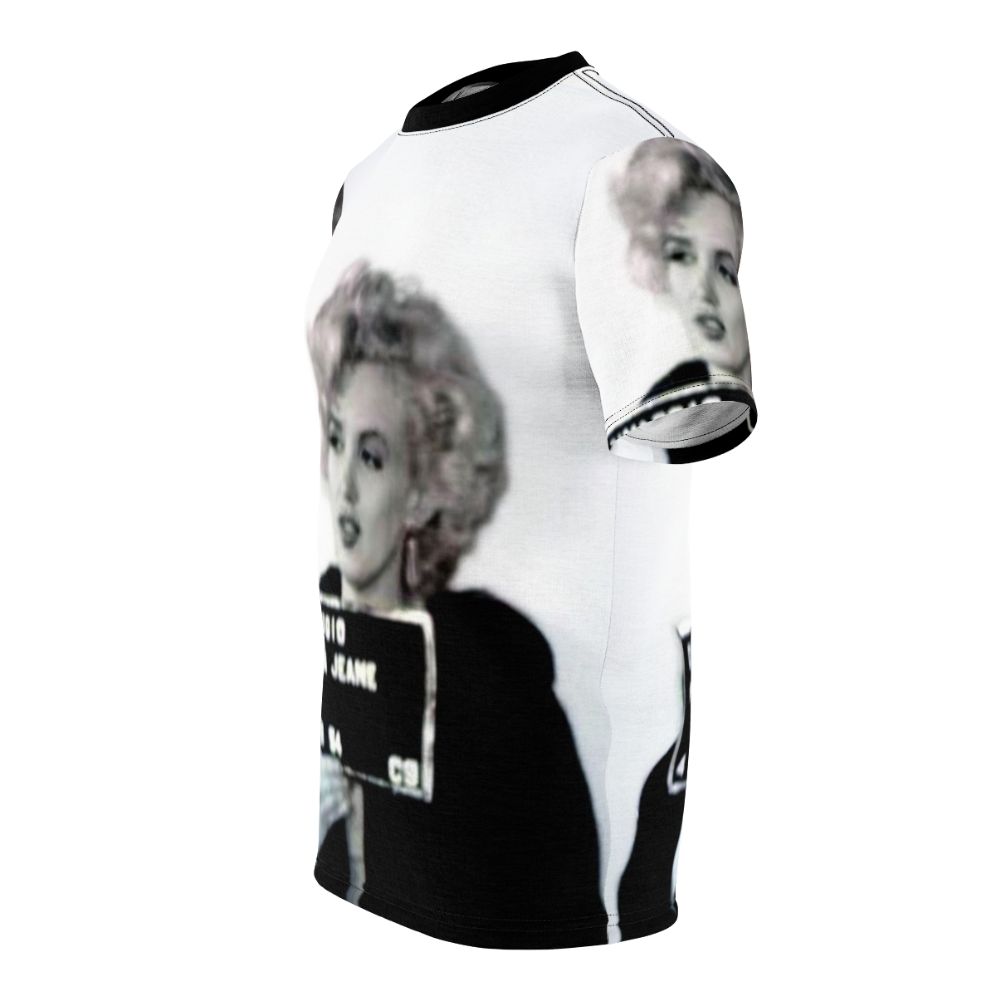 Vintage inspired t-shirt featuring an iconic mugshot of the famous blonde actress Marilyn Monroe - men left