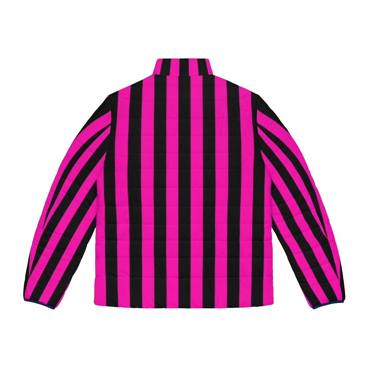 Hot pink and black striped puffer jacket - Back