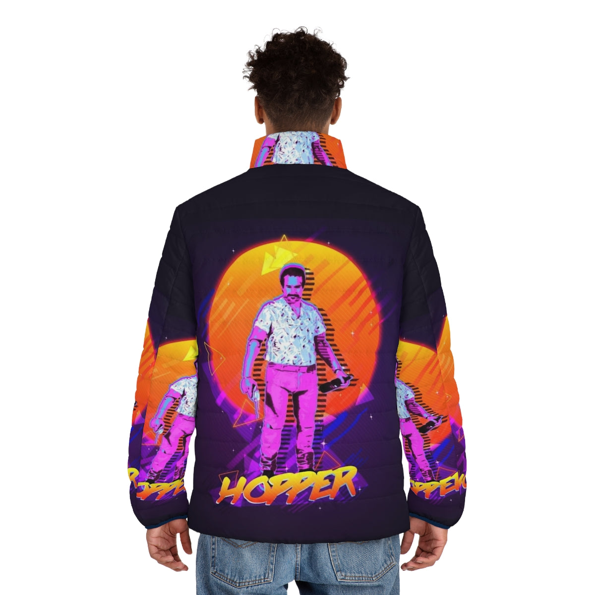 Hopper Puffer Jacket - Retro 80s Stranger Things Inspired Outerwear - men back