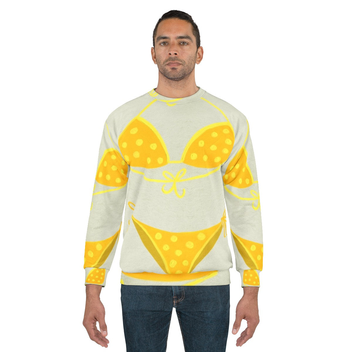 Vintage yellow polka dot sweatshirt with lyrics and quotes - men