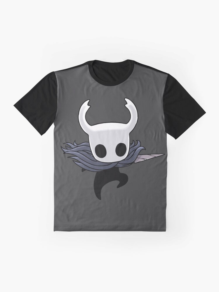 Hollow Knight Attack Graphic T-Shirt featuring the protagonist of the Hollow Knight video game - Flat lay