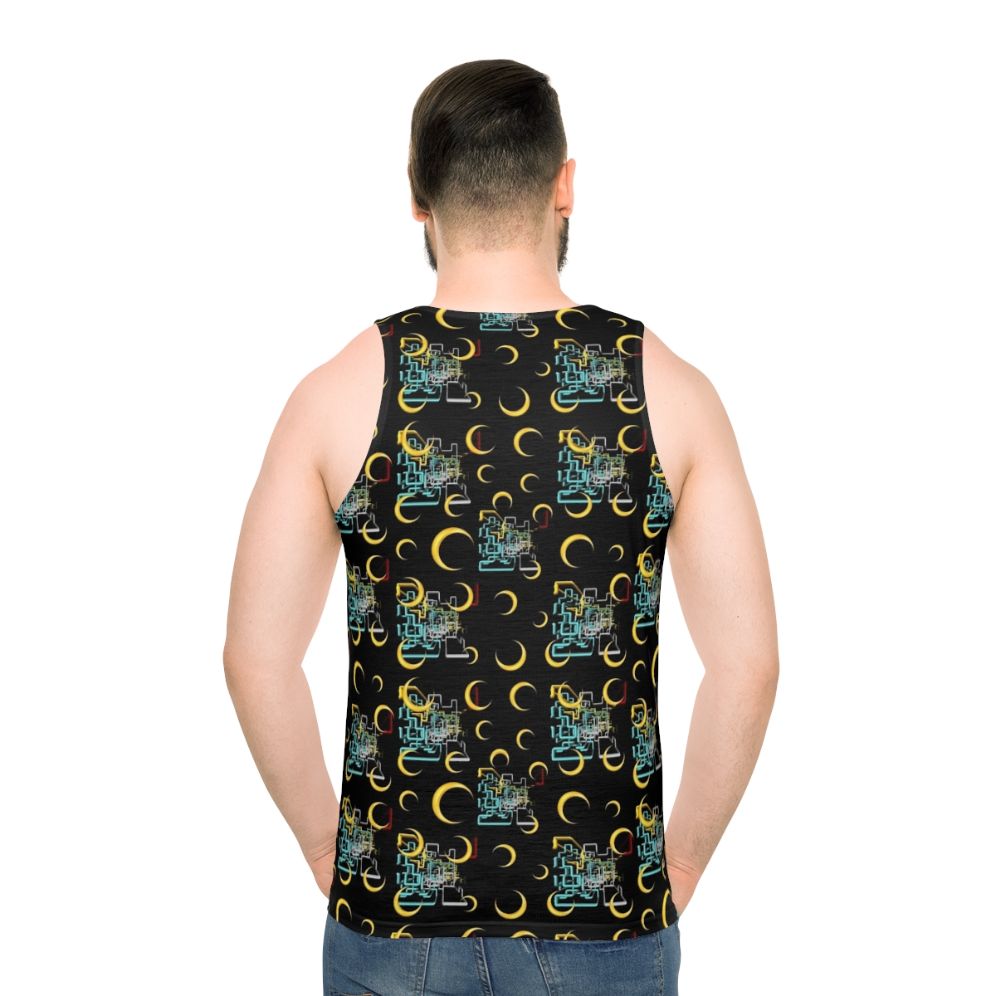 Vibrant Dan Flashes pattern unisex tank top - men back