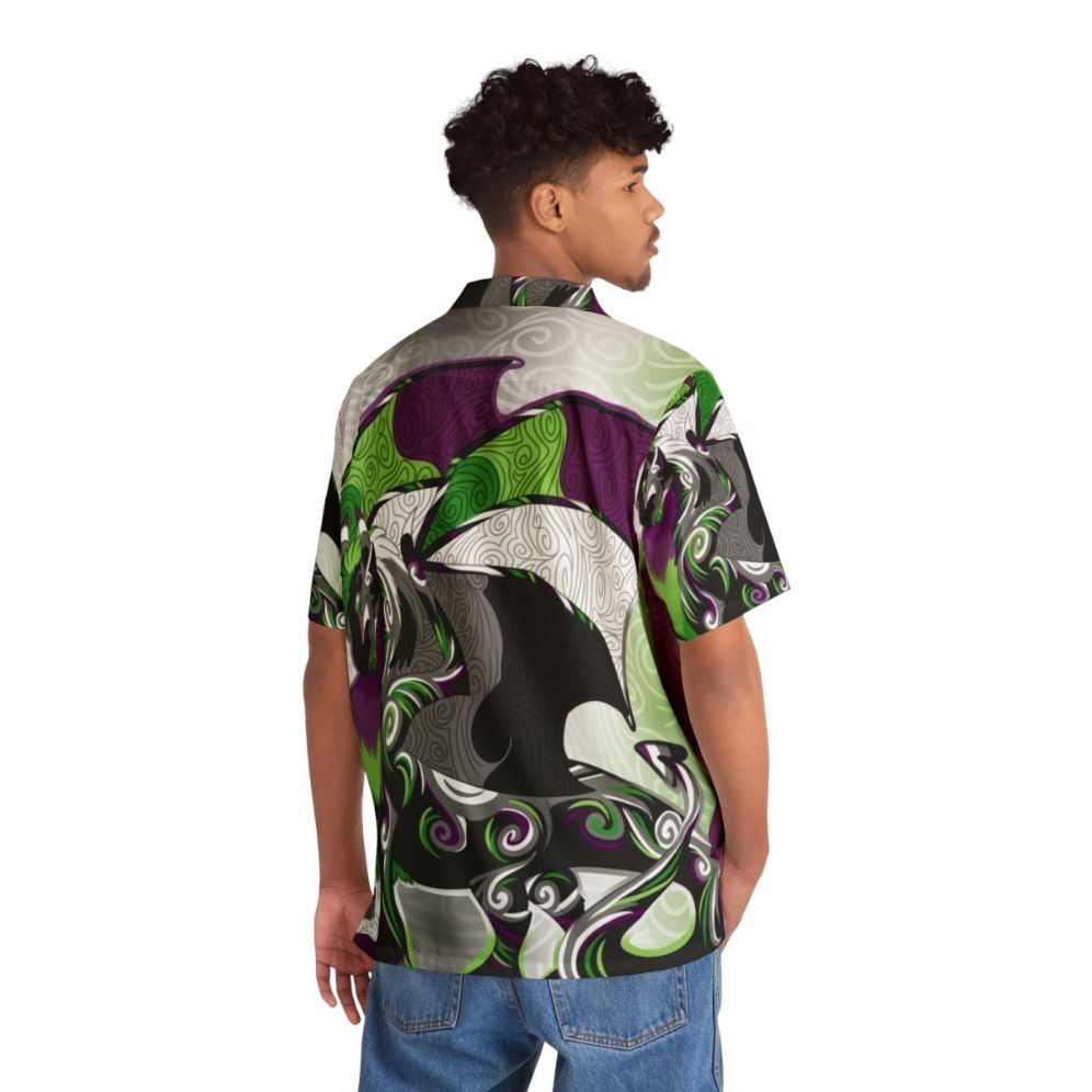 Aro Ace Pride Dragon Hawaiian Shirt - Flat lay