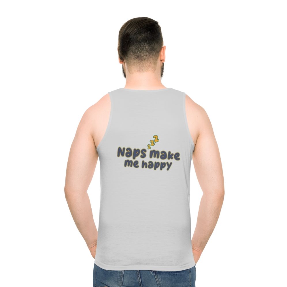 Unisex tank top with "Naps Fix Everything" design - men back