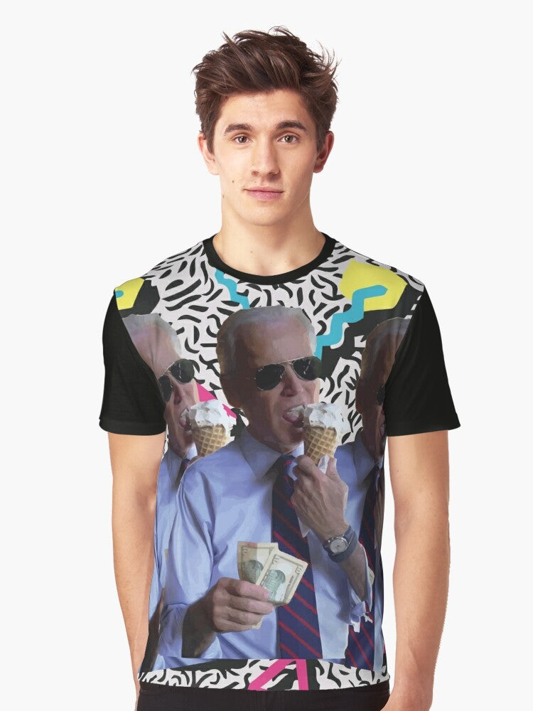 President Joe Biden Graphic T-Shirt with Vaporwave Aesthetic - Men