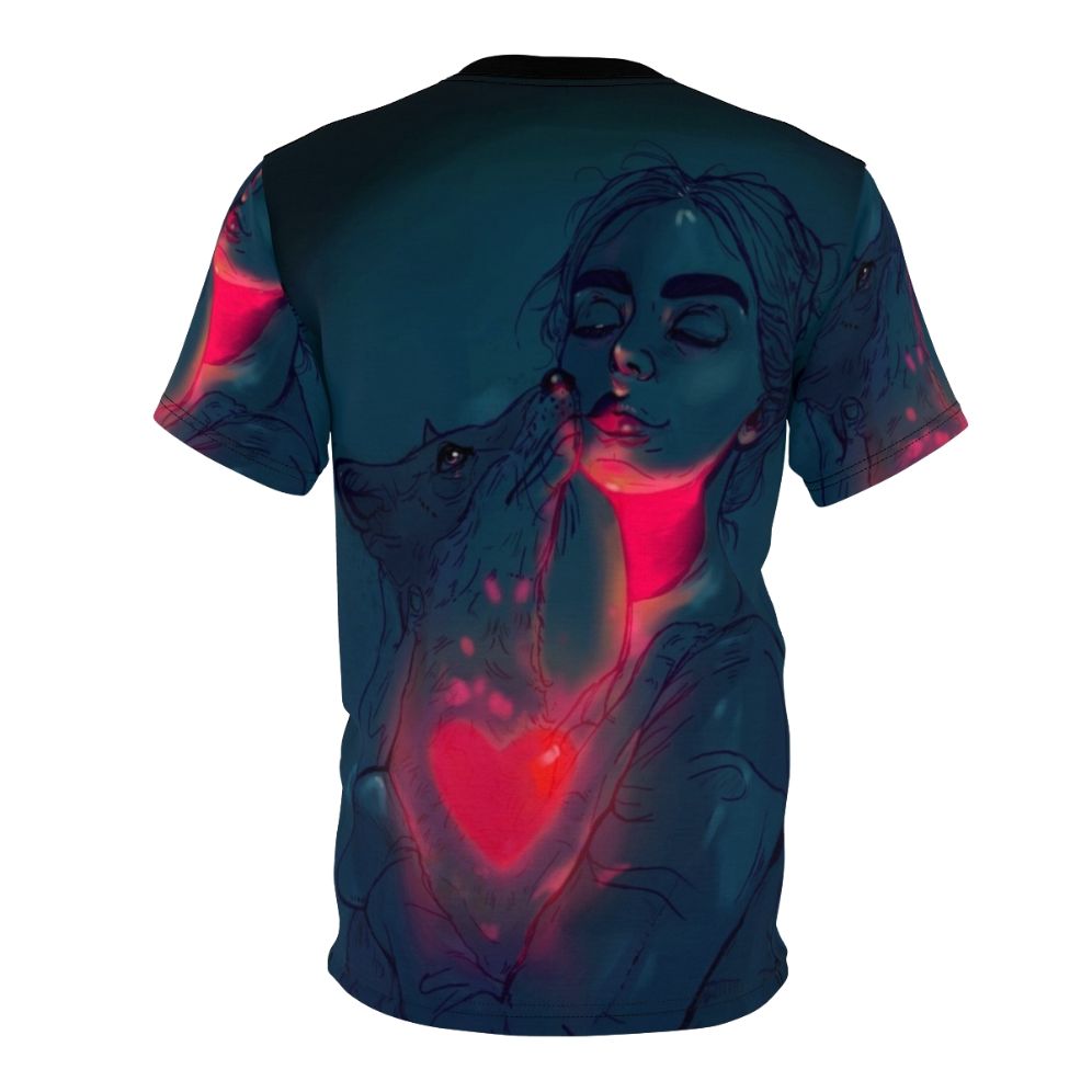 Glowing digital art portrait of a colorful animal on an AOP t-shirt - Back