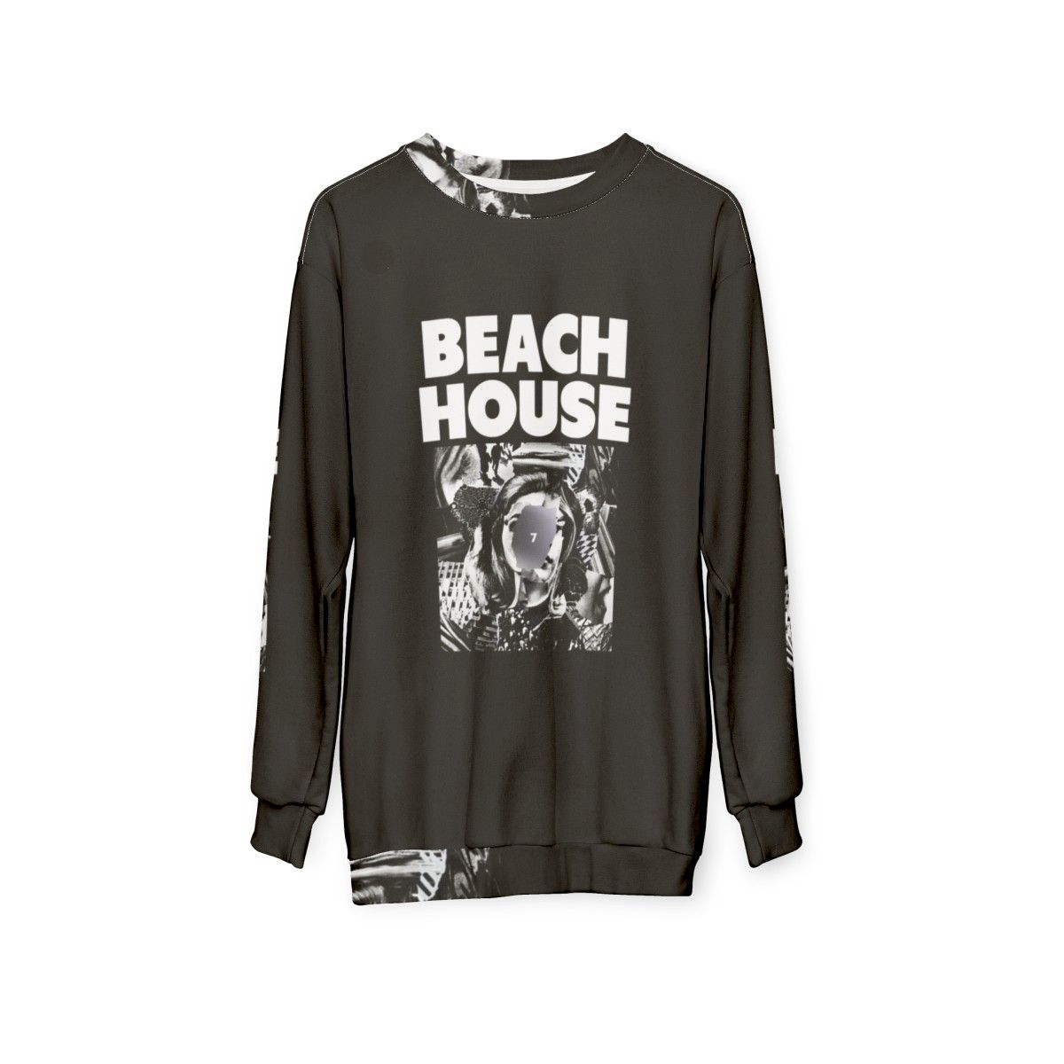 Coastal-inspired beach house sweatshirt - hanging