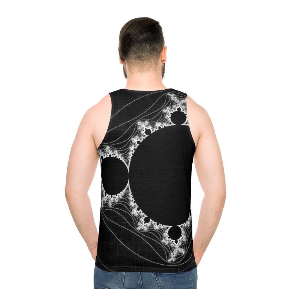 Mandelbrot fractal monochrome unisex tank top - men back