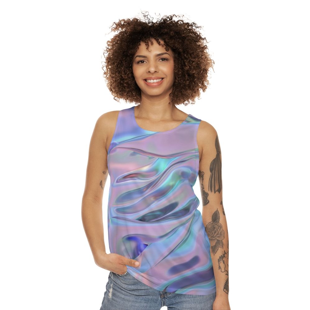 Holographic unisex abstract graphic design tank top - women