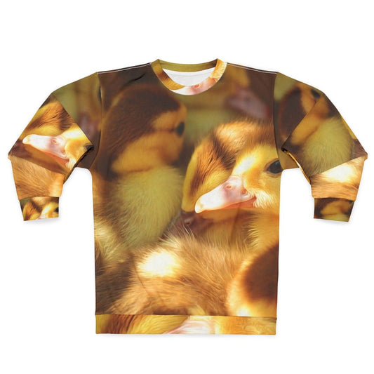 Adorable ducklings and cute fluffy ducks printed on a trendy animal sweatshirt