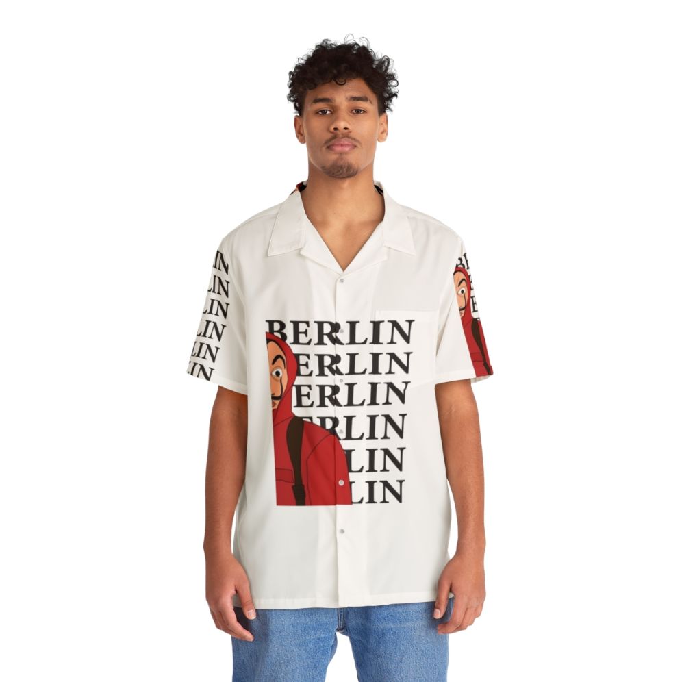 Berlin from Money Heist wearing Hawaiian shirt with typography design - People Front