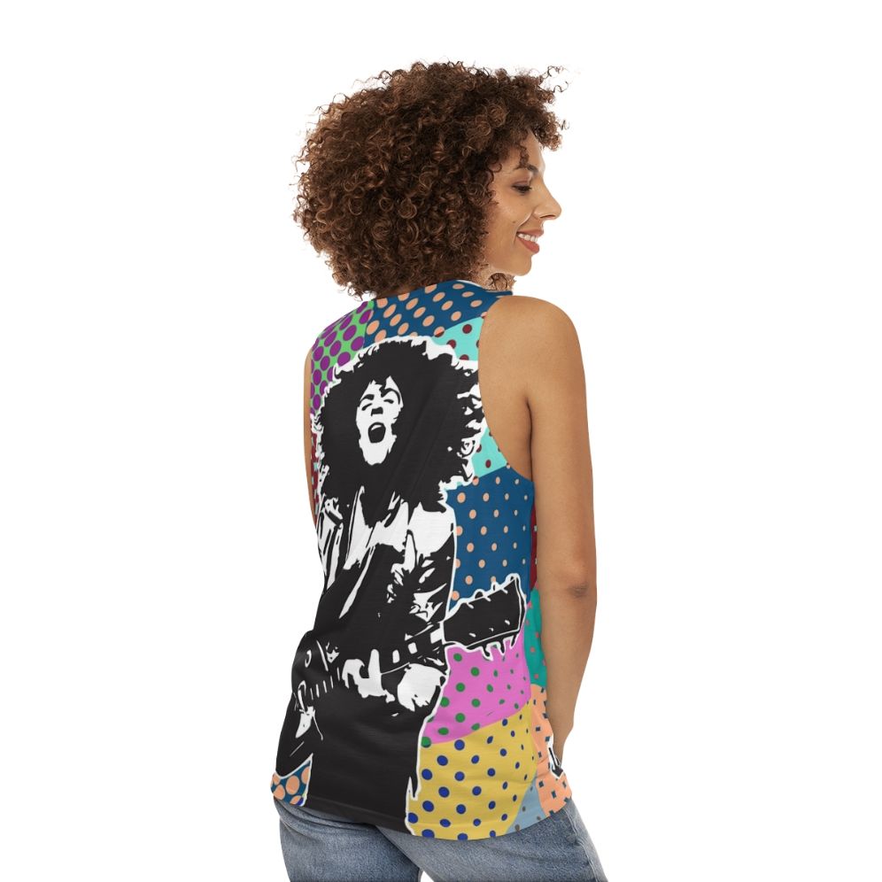 Boogie On Retro Unisex Tank Top for Glam Rock Fans - women back