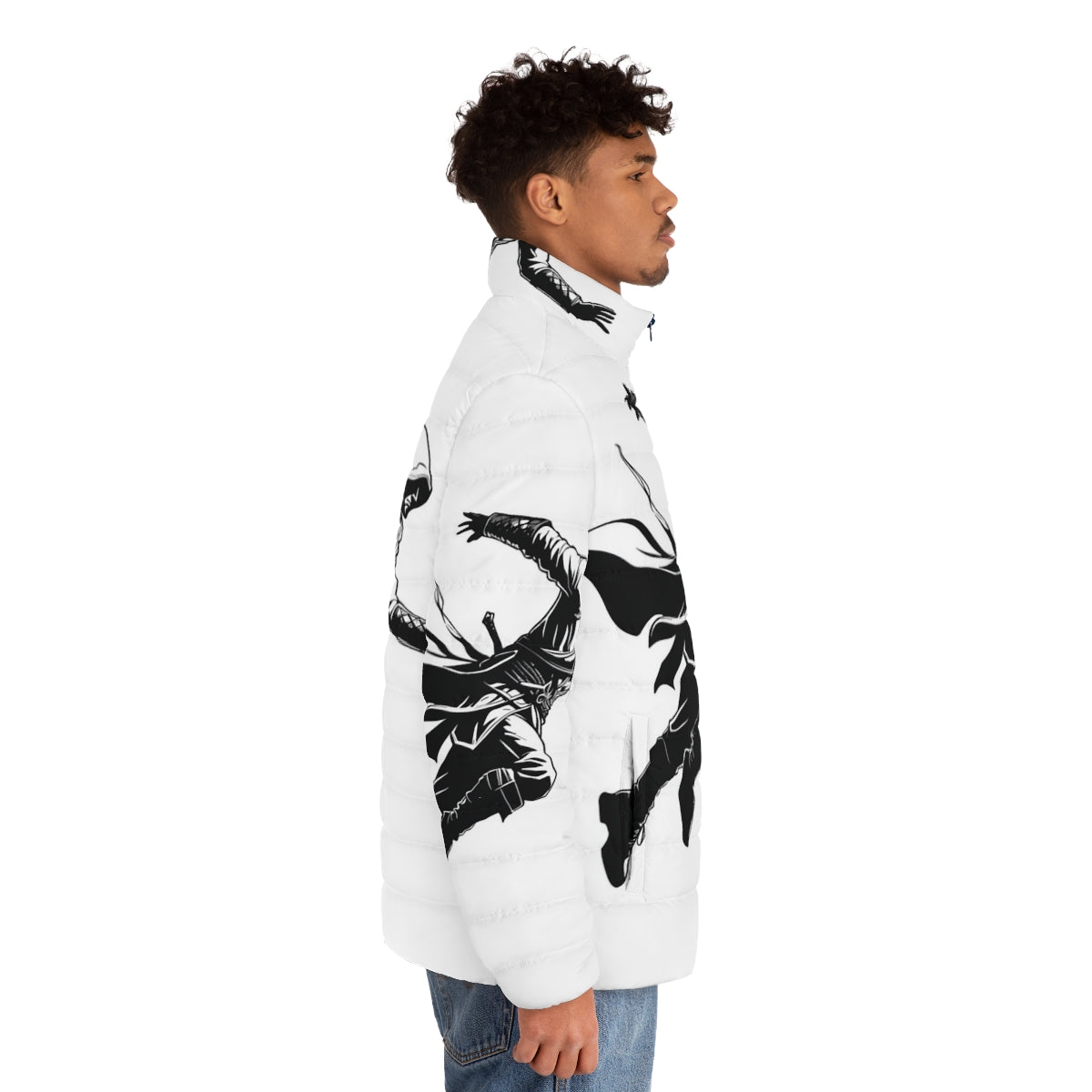 Assassins Creed Silhouette Puffer Jacket for Gamers - men side right