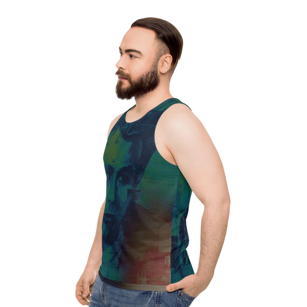 Unisex tank top with rebel chic celebrity inspired design - men side