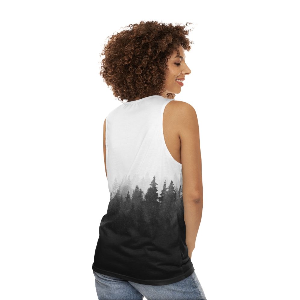 Wilderness Unisex Tank Top featuring a nature landscape design - women back