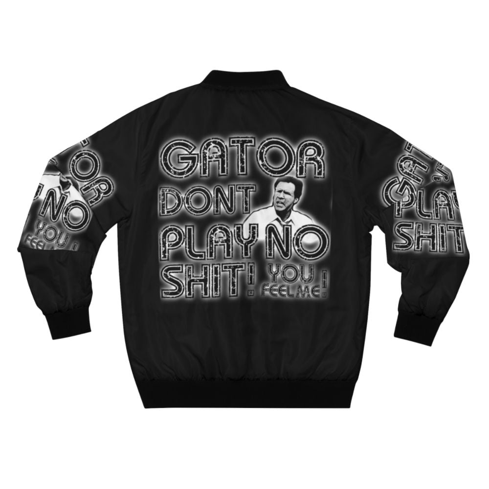 Gator Don't Play Classic Comedy Bomber Jacket with Graphic Design - Back