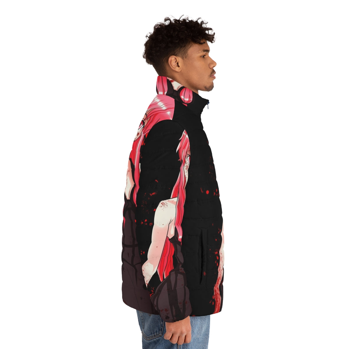 Mirai Nikki Yuno Gasai inspired anime puffer jacket - men side right