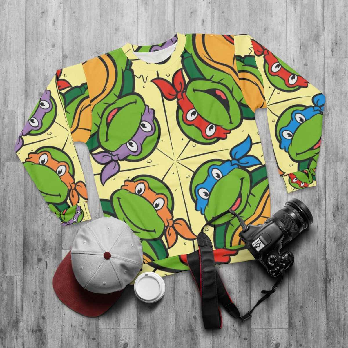 Retro 80s Pizza Time Teenage Mutant Ninja Turtles Sweatshirt - flat lay