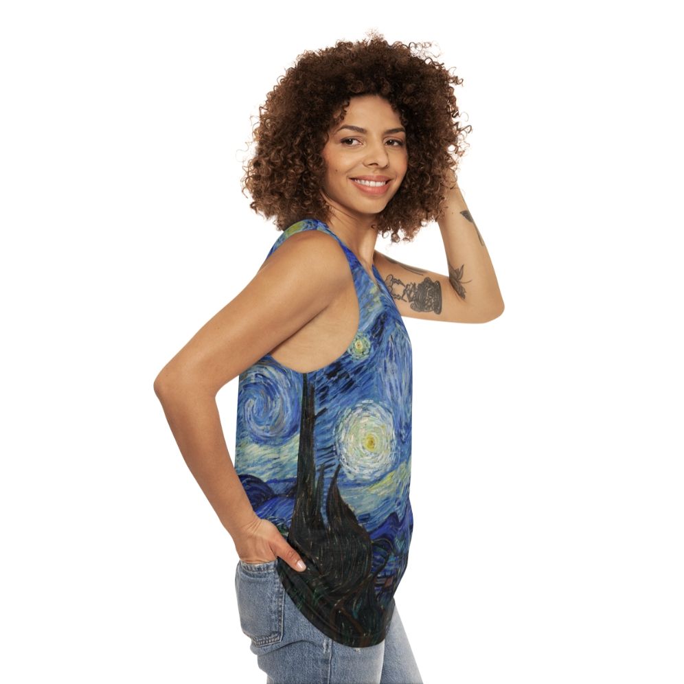 Starry Night Van Gogh Unisex Tank Top - women side