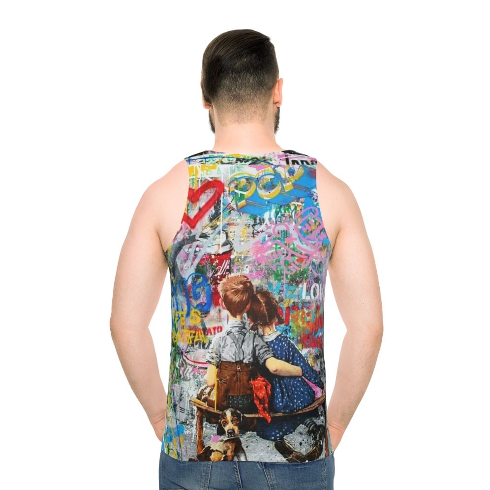 Retro Pop Art Collage Unisex Tank Top - men back