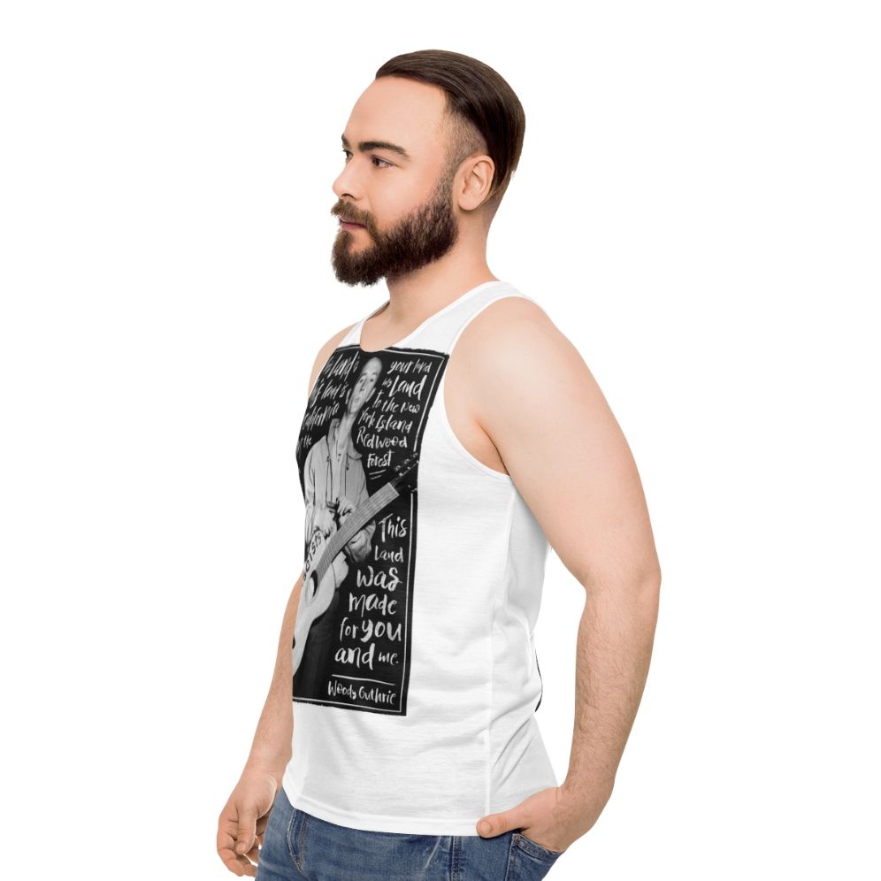 Unisex Woody Guthrie 'This Land Is Your Land' Tank Top - men side