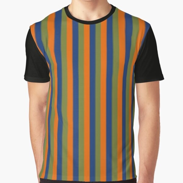 Retro Sesame Street puppet-inspired striped graphic t-shirt