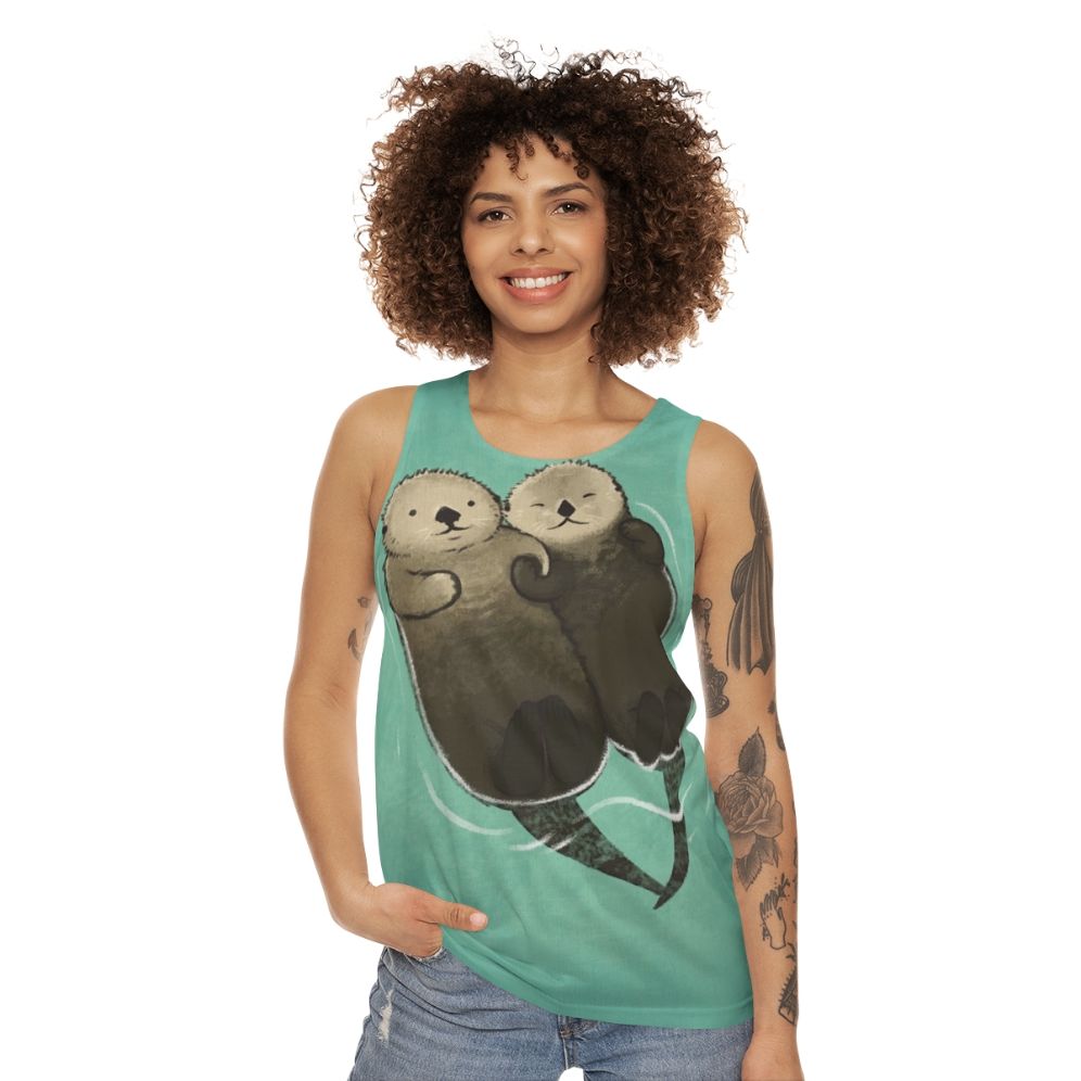 Otters Holding Hands Unisex Tank Top - women