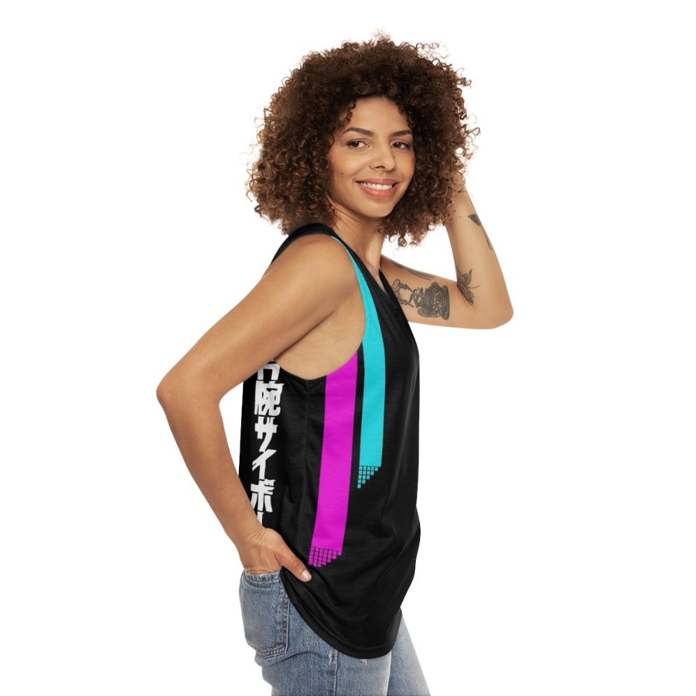 Retro 80s vaporwave aesthetic unisex tank top - women side