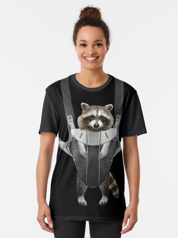 Raccoon Whisperer Graphic T-Shirt with a cute raccoon design - Women