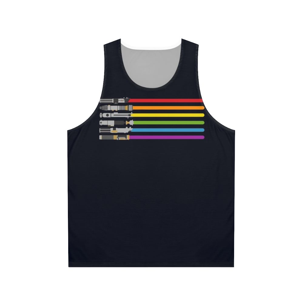 Lightsaber rainbow unisex tank top