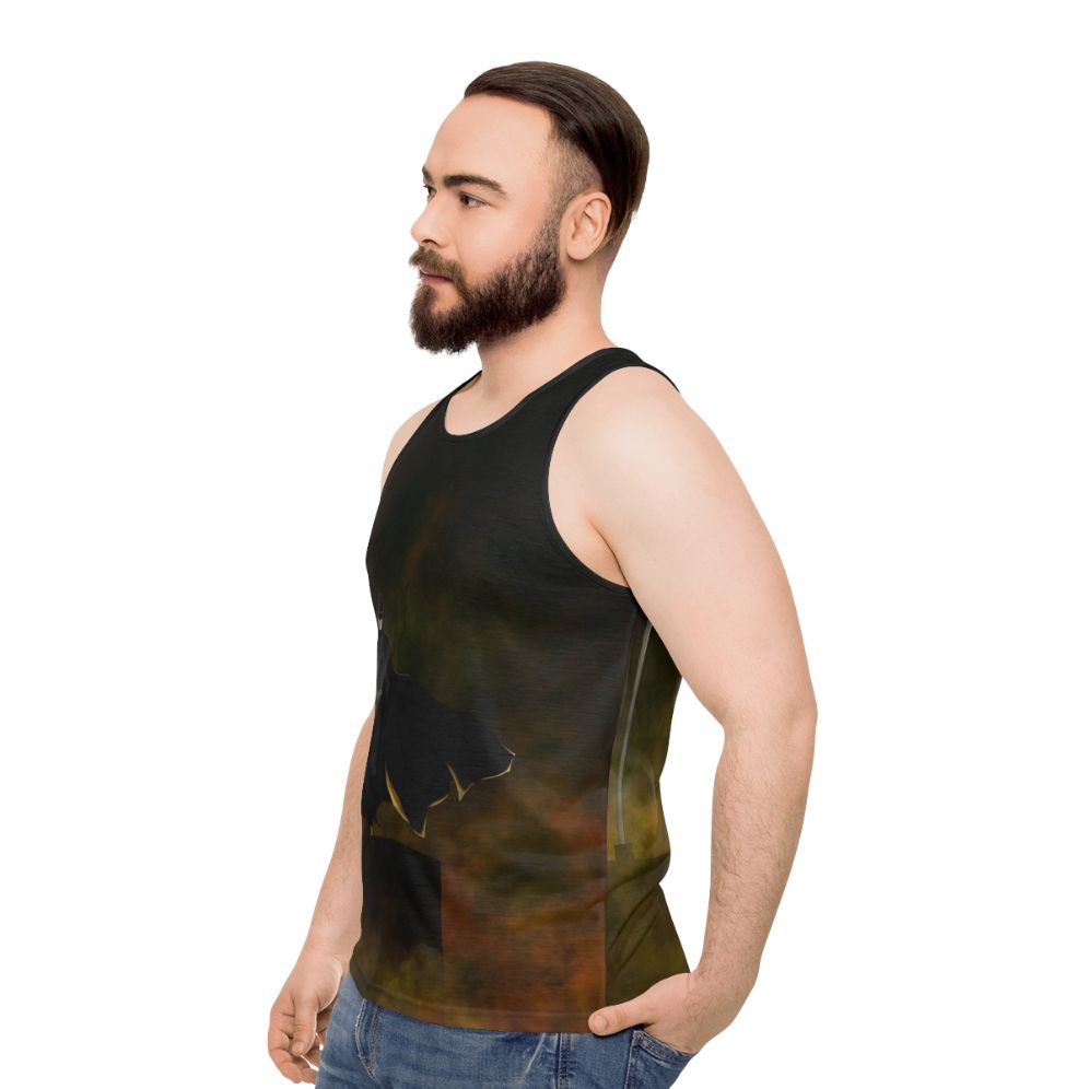 Superhero unisex tank top with NYC and animal design - men side