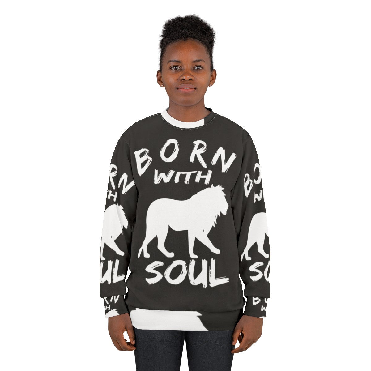 Born With Lion Soul Graphic Sweatshirt - women