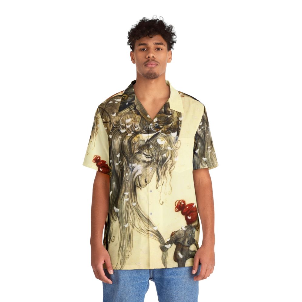 Yule Goat John Bauer Christmas Hawaiian Shirt - People Front