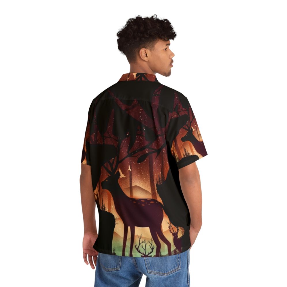 Mystical deer Hawaiian shirt with forest and nature design - People Back